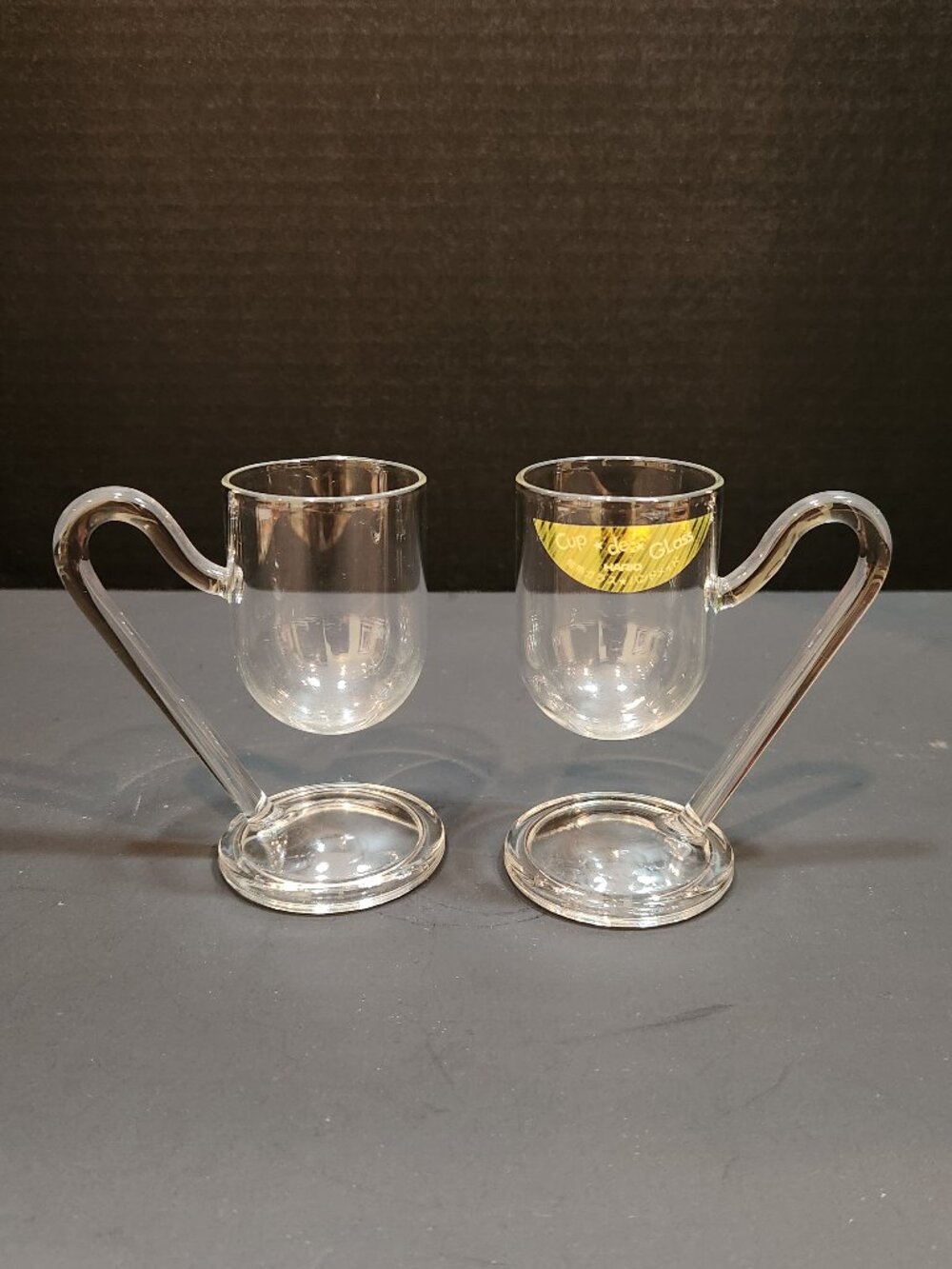 Vintage HARIO Cup De Glass Floating Pedestal Mugs Set of 2 Heatproof Japan MCM